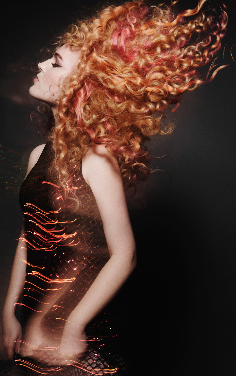 Long Copper and Red Curls - Hotshots Team - Luminara Collection